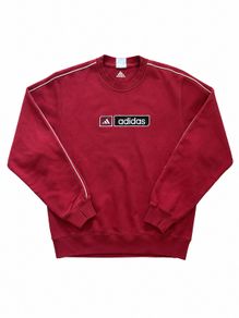 Vintage Adidas red sweatshirt, embroidered central logo, 00s, size s