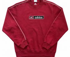 Vintage Adidas red sweatshirt, embroidered central logo, 00s, size s