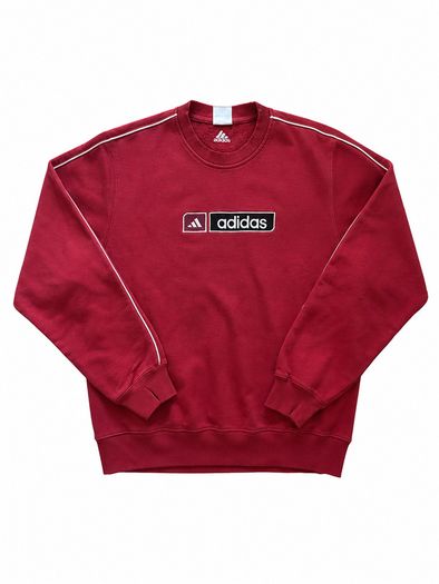 Vintage Adidas red sweatshirt, embroidered central logo, 00s, size s