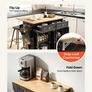 Black Kitchen Island Cart with Wooden Top, 4-Door Storage Cabinet, Drawers & Wheels Image 5