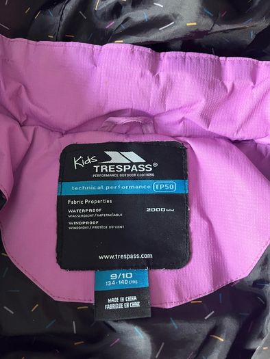 Trespass Amira Girls Padded Jacket age 9/10 yrs
