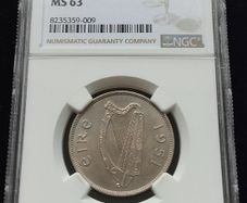 Ireland 1951 | Florin | Irish 2 Shillings | Salmon | KM.15a | MS63