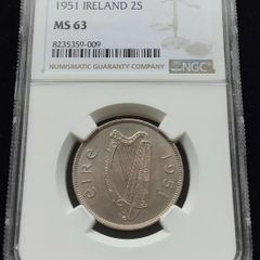 Ireland 1951 | Florin | Irish 2 Shillings | Salmon | KM.15a | MS63