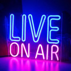 Live On Air Neon Sign Blue Pink Letters Led Neon Light On Air Sign Neon Word Sign Led Wall Art for Studio Bedroom Game Room Party Streaming Bar Club Decoration with USB Power (FREE POSTAGE)