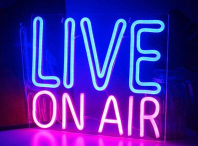Live On Air Neon Sign Blue Pink Letters Led Neon Light On Air Sign Neon Word Sign Led Wall Art for Studio Bedroom Game Room Party Streaming Bar Club Decoration with USB Power (FREE POSTAGE)