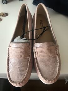 Pink leather loafers