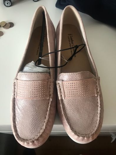 Pink leather loafers