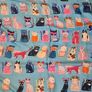 Large Silk viscose Scarf Cats Parade Image 2