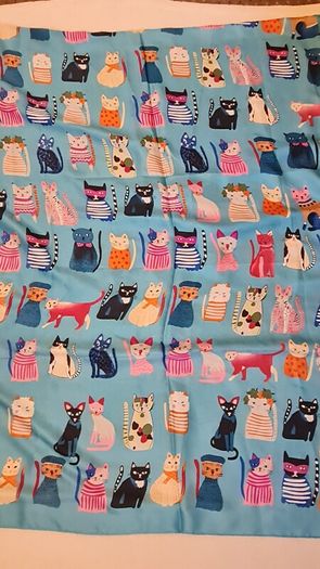 Large Silk viscose Scarf Cats Parade