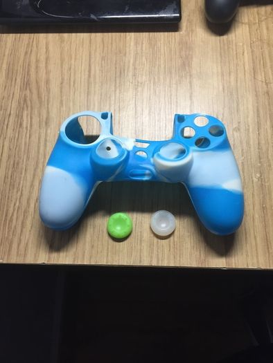 Official PlayStation 4 Controller with Camouflage Blue Soft Silicon Cover and Two Thumb Grip Covers