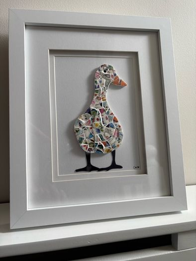 Handmade Framed Duck Pique Assiette Mosaic