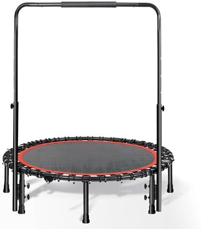 ound Trampoline 40"/48" Foldable Easy-To-Install Trampoline for Adults,With 4-Position Adjustable Handrails Trampoline,Suitable for Indoor Outdoor Body Exercises, Fitness Max Load 400lbs/450lbs