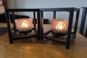 2 black metal tealight holders both for 10e
