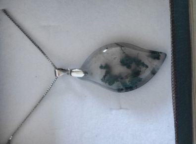 COAI sterling silver Moss agate necklace