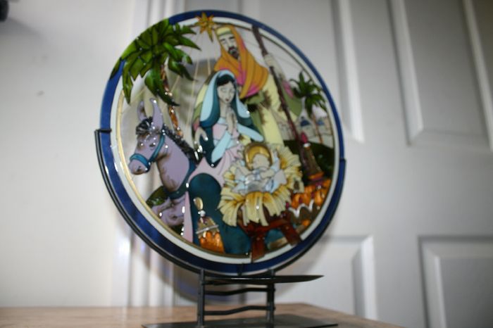 hand painted glass - candle stand