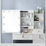 Large Dressing Table with Hollywood Mirror and LED Lighting Set, 6 Drawers, 3 Storage Cabinets, Includes Chair, for Bedroom and Vanity Room (Wooden Handles) Image 6
