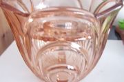 Vintage Deco Czech Pink Glass Large Footed Vase c.1930