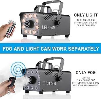 NEW SALE | Fog Machine 500W Smoke Machine with 10 RGB LED & Wireless Remote Control, Suitable for Party, Disco Dj Effect, Christmas, Wedding, Stage Performances