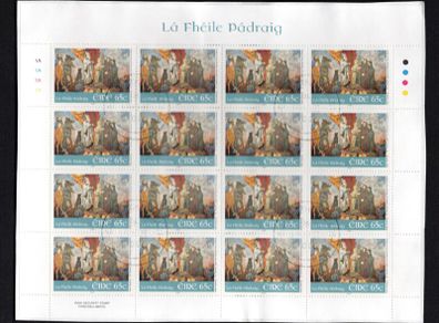 2006 Ireland St Patrick Day Commemorative Stamp Sheetlet Plate 1A1A1A1A Fine Used with Dublin cancel of 16th February 2006 (First day of issue)