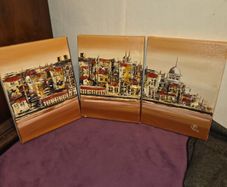 Matching Trio of Oil on Canvas paintings - Signed
