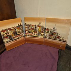 Matching Trio of Oil on Canvas paintings - Signed