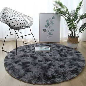 FREE SHIPPING Round Rugs for Bedrooms Fluffy Living Room Circle Area Rug Soft Shaggy Carpet for Kids Room Floor Mat (Black grey, 80cm)