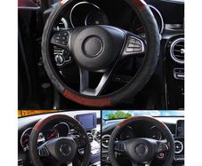 Universal Interior Accessories PU Leather Steering Covers Wooden Pattern Car-styling Car Steering Wheel Cover