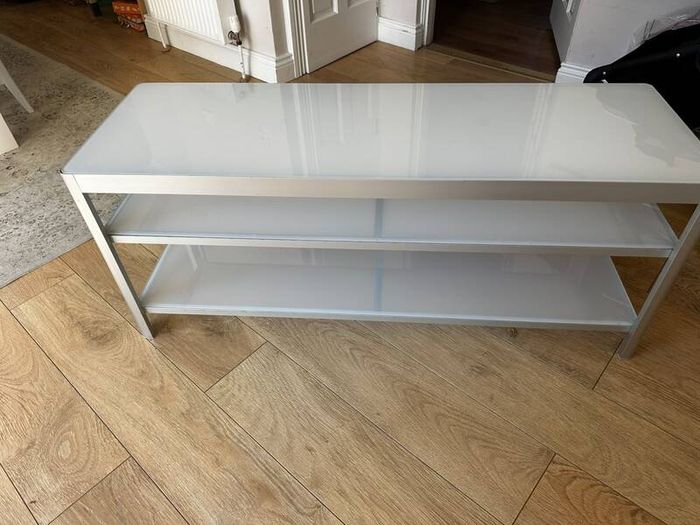 Metal and glass TV stand