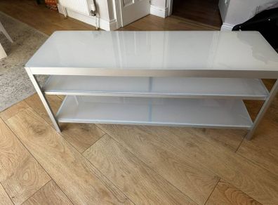 Metal and glass TV stand