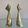 Pair of Mid Century Brass Siamese Cats, Vintage Figurines Image 10