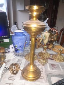 Beautiful Old Heavy Brass Oil Lamp Converted, Postage Available