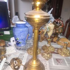 Beautiful Old Heavy Brass Oil Lamp Converted, Postage Available