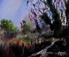 red sky in the morning watercolour