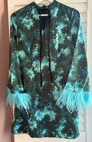 Hope & Ivy Feather Trim Mini Dress