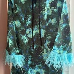 Hope & Ivy Feather Trim Mini Dress