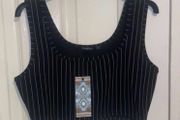 Black pin stripe crop top and skirt