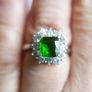 Vintage  Square Emerald and Sterling Silver 925 hallmarked  Ring  Band size N1/2 - 4,2g Image 7
