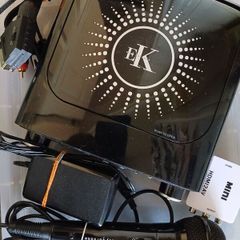 karaoke CD player, microphone, audio cable