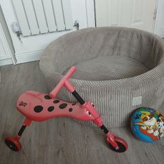 Ball pit 85cm x 28cm H and ladybug scooter