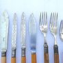 Antique Silver Plated Bone Handled Fish Knives/Forks  1800s (partly Sterling Silver) Image 5