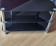 Black Glass TV Stand Unit 80cm Excellent Condition Quick Sale