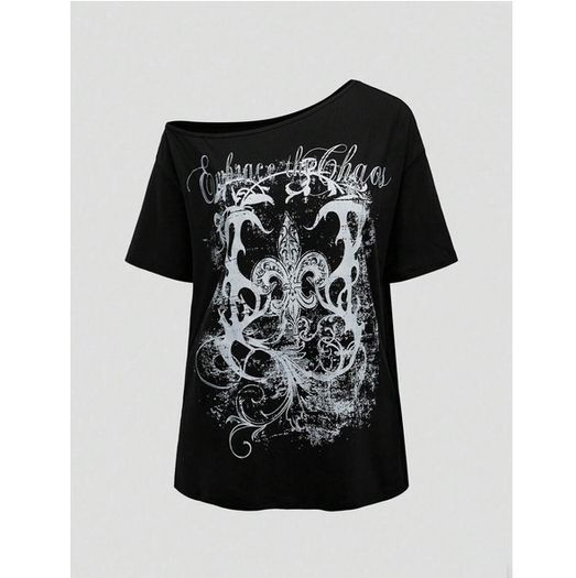Fabulous Black Top 'Embrace Chaos' size 18 + matching necklaces available