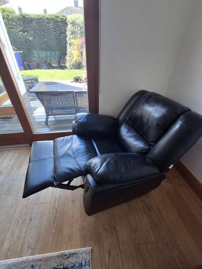 Black Leather Reclining Armchair