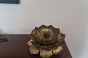 vintage brass lotus flower candle holder