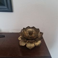 vintage brass lotus flower candle holder
