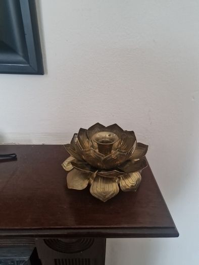 vintage brass lotus flower candle holder