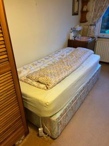 Single bed mattress, bed frame and two drawers for bed frame