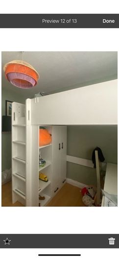 Smastad loft bed, wardrobe, drawers and desk