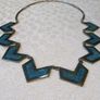 Vintage Mexican Silver & Turquoise Chevron Statement Necklace, 35.5g Image 3