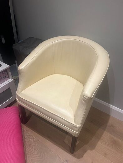 Two cream leather chairs great condition